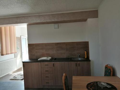 a kitchen with a sink and a counter top at Apartmani Studio in Melenci