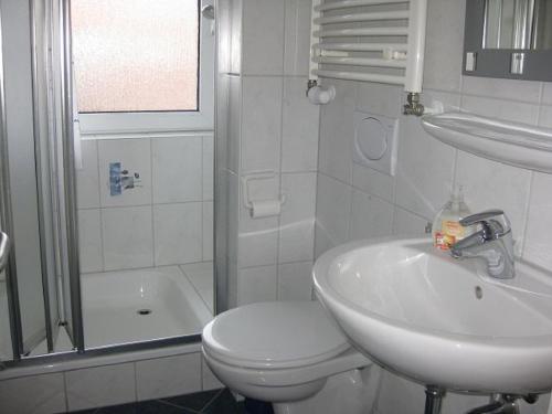 ドゥネンにあるDallacker 01の白いバスルーム(洗面台、トイレ付)