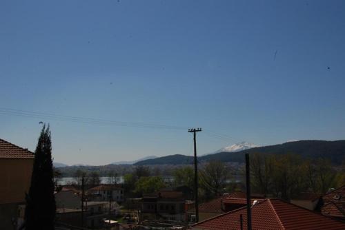 a view of a city with a mountain in the background at Nikos Apartments in Ioannina
