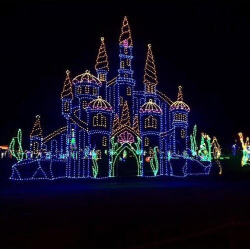 a christmas light display of a disney castle at Holiday Inn Express - Gulfport Beach by IHG in Gulfport