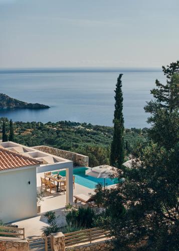 a villa with a view of the ocean at Thelxi's Suite II - Brand New Seaview Suite! in Volimes