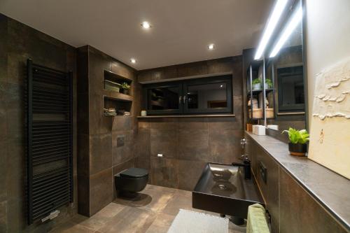 a bathroom with a sink and a toilet at Big Schenkvalley in Erfurt