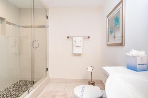 a bathroom with a shower and a toilet at Marina Bay 113 in Miami Beach