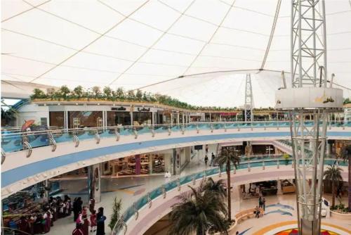 an overhead view of a shopping mall at Corniche Street - New Suave Room in Abu Dhabi