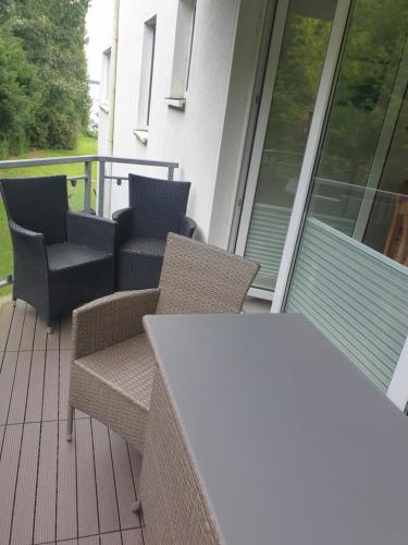 Balkón nebo terasa v ubytování Apartment zum See