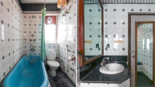 ein Badezimmer mit einer Badewanne, einem WC und einem Waschbecken in der Unterkunft Bengal Chambers in Kalkutta