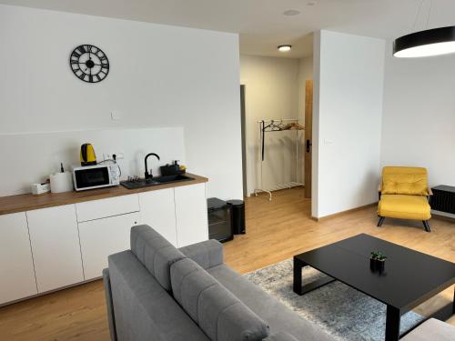 Kuchyň nebo kuchyňský kout v ubytování Apartmány Kamenec