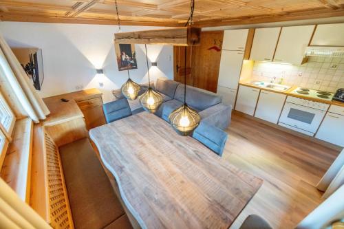 an overhead view of a living room with a couch at Haus Forelle in Inneralpbach
