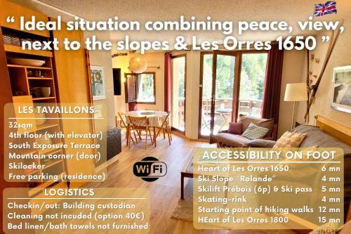 a flyer for a living room with a catalogue of a house at Le Lodge des marmottes - Calme, cosy, vue nature in Les Orres