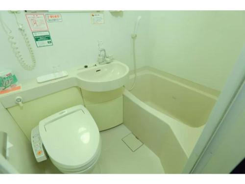 a small bathroom with a toilet and a sink at R&B Hotel Sapporo Kita 3 Nishi 2 - Vacation STAY 39504v in Sapporo