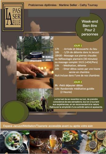 a flyer for a restaurant with a picture of food at La Passerelle in Loguivy-Plougras
