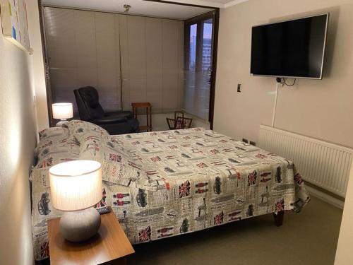 Krevet ili kreveti u jedinici u objektu Hermoso y cómodo departamento en el centro de Viña del Mar - Viña Park 2