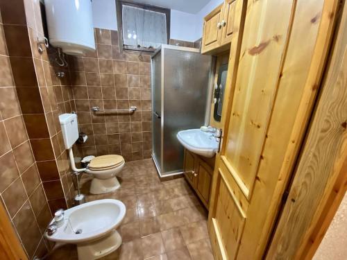 a bathroom with two toilets and a sink at deer house in Savoulx