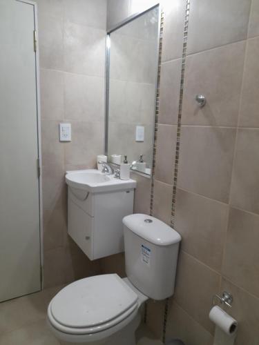 een badkamer met toilet en wastafel bij LA CUECA in La Cieneguita