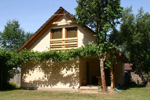 a house with a tree in front of it at Agroturystyka Łazory nad Tanwią 