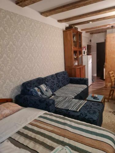 een woonkamer met een bank en een bed bij Margus rentals in Võru