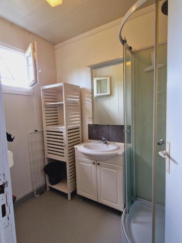 Koupelna v ubytování Maison proche lacs et océans