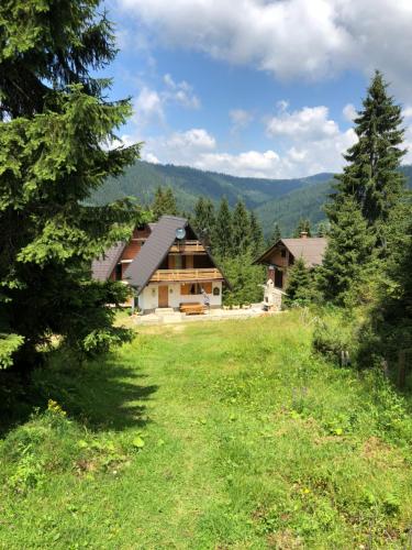 a house in the middle of a field with trees at Vikendica Topa’s in Vlasic