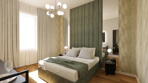 a bedroom with a large bed and a large window at Home at Rome Luxury Navona in Rome