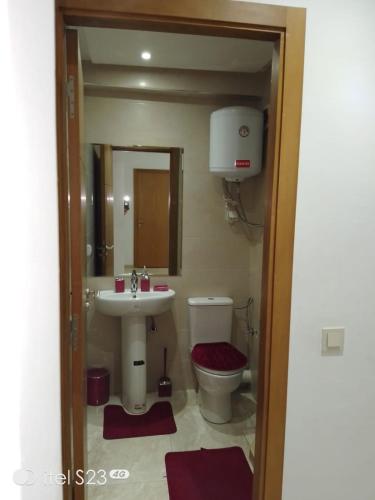 La salle de bains est pourvue d'un lavabo et de toilettes. dans l'établissement Amine sabiri, à Marrakech