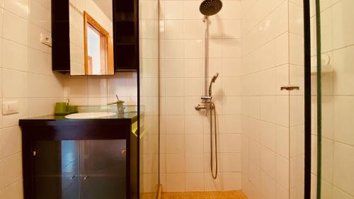 een badkamer met een douche en een wastafel bij Click&Guest - Alisios House in Las Palmas in Las Palmas de Gran Canaria