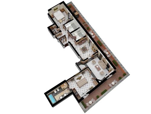a rendering of a floor plan of a house at Baglioni Hotel Regina - The Leading Hotels of the World in Rome