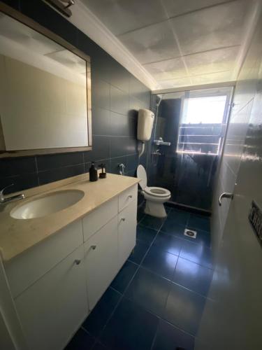 a bathroom with a sink and a toilet at Lindo apto Mvd shopping puerto de buceo/pocitos in Montevideo