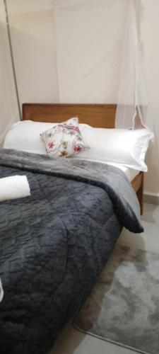 ein Bett mit zwei Kissen darauf in einem Schlafzimmer in der Unterkunft Glory homes in Nairobi