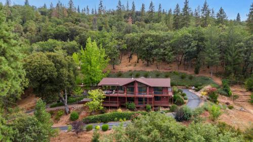an aerial view of a house in the woods at Murphys View in Murphys