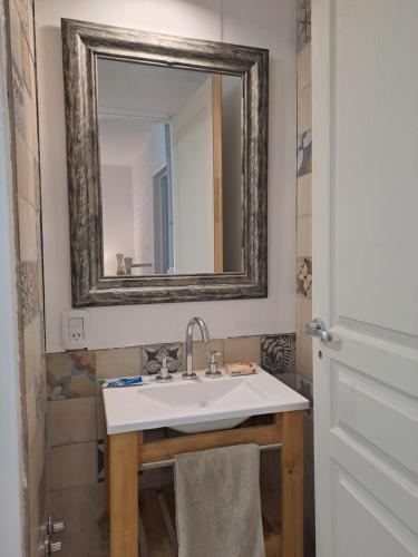 Esther的住宿－Apartamentos El Pintor，一间带水槽和镜子的浴室