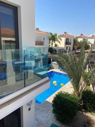 a view of a swimming pool from a building at Villa Ocean Breeze in Paralimni