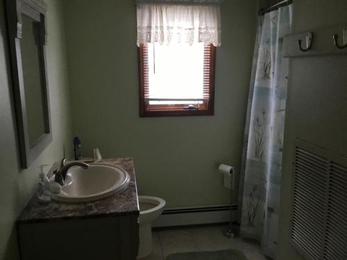 een badkamer met een wastafel, een toilet en een raam bij Awesome Apartment In Barnegat Light With 3 Bedrooms And Wifi in Waretown