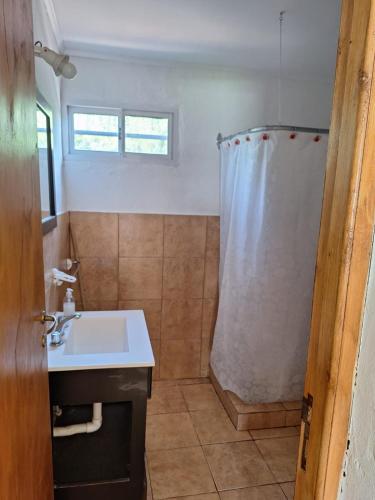 a bathroom with a sink and a shower at Los Niyus in San Rafael