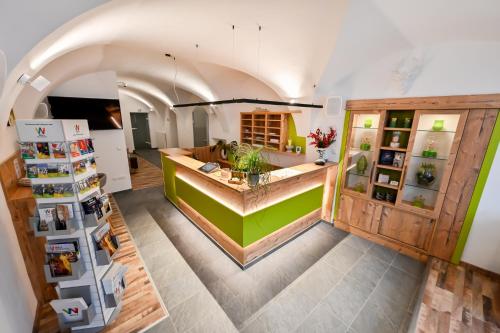 an overhead view of a kitchen in a house at Hotel "City Rooms Wels" in Wels