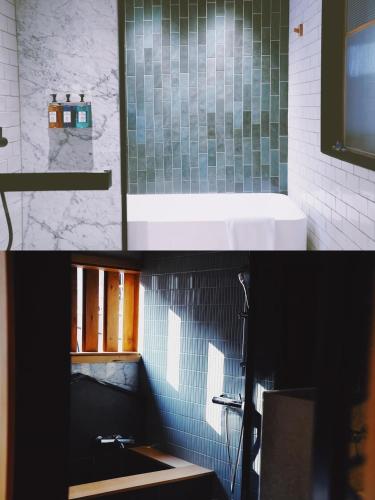 a bathroom with a sink and a mirror at Spring12 House in Chiayi City