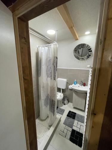 bagno con servizi igienici e lavandino di Casa Lidija a Kupres