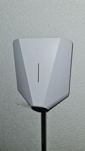 a white object sitting on top of a pole at Luxusferienhaus Seevilla Monaco am Fleesensee in Göhren-Lebbin
