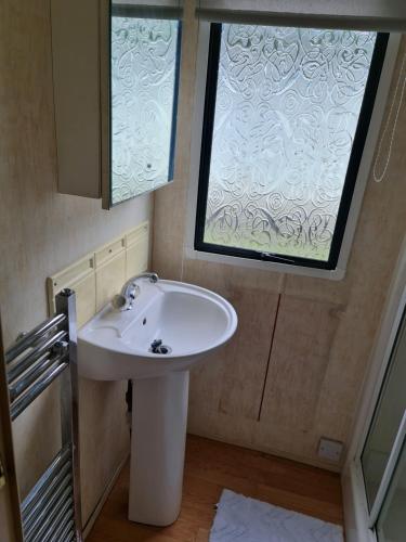 baño con lavabo y ventana en Willerby Holiday Home, en Durham