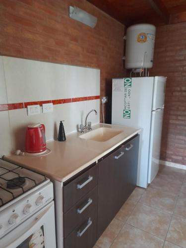 Kuchyň nebo kuchyňský kout v ubytování Cabañas Santa Isabel