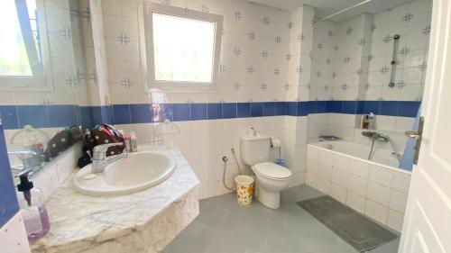 a bathroom with a sink and a toilet and a tub at Dar el Zyne in Nabeul
