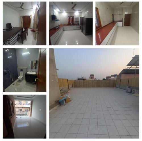 a series of four pictures of a room at MMR LUXURIOUS GIRLS PG AND HOSTEL in Jodhpur