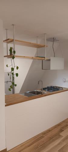 una cucina con lavandino e piano di lavoro di Rosa's House a Vazzano