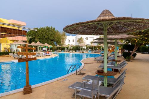 a large swimming pool with chairs and an umbrella at Sierra Sharm El Sheikh in Sharm El Sheikh