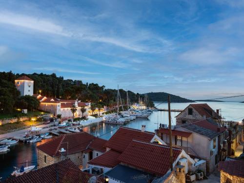 a view of a harbor with boats in the water at Holiday Home Lea in Maslinica