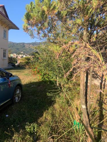 a car parked next to a tree next to a house at Indrayanifarms in Sundarijal