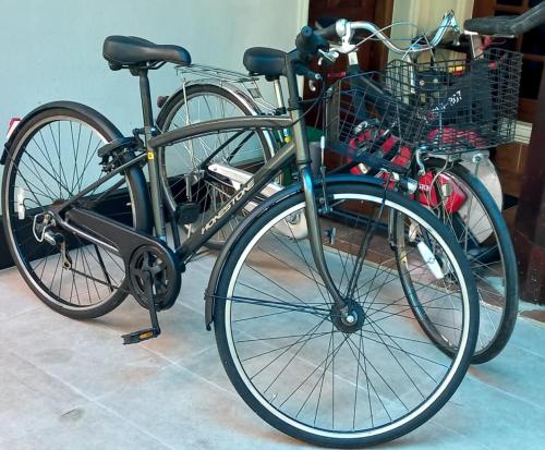 two bikes are parked next to each other at Langama Thena - ළඟම තැන in Anuradhapura