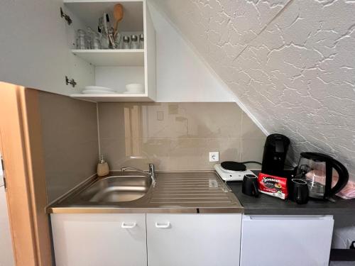 a kitchen with a sink and a counter top at PrimeTime Suite für 2 mit Küche in Essen