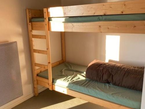 Ce lit superposé se trouve dans un dortoir avec une échelle. dans l'établissement Gîte Bures, 1 pièce, 4 personnes - FR-1-584-310, à Bures