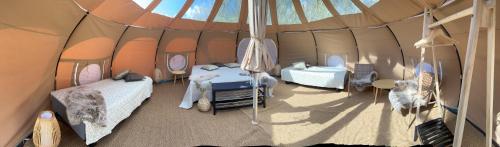 an overhead view of a bedroom in a tent at Romantik Luxus Glamping 2 in Idestrup