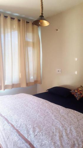 a bedroom with a large bed and a window at Grand view place guest house tosh in Tosh
